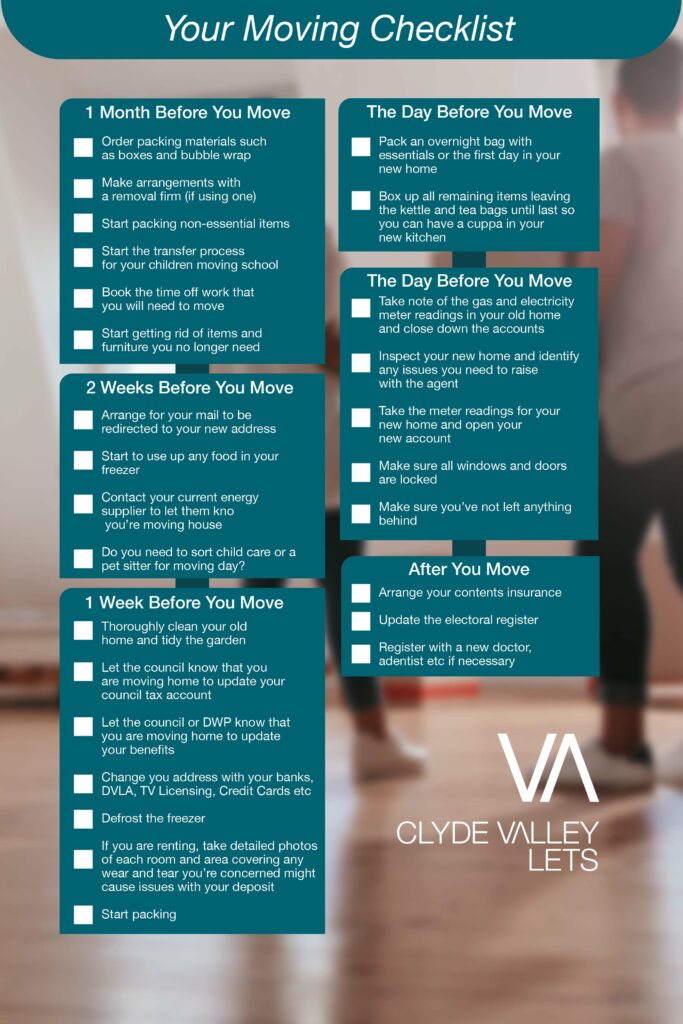 moving home checklist from clyde valley lets